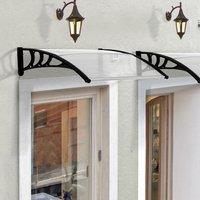 OUTSUNNY Outdoor Window Door Canopy Fixed Awning Porch UV Water Cover in White | Size: 120 cm