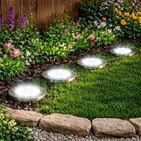 Voltico Set of 4 Solar Ground Stake Lights for Decking & Pathways in Light Grey | Size: 4 Pack