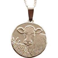 Ojewellery Cow Engraved Sterling Silver Coin Necklace | Size: 16-18inch