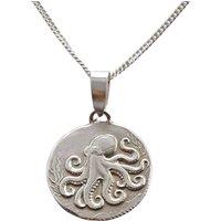 Ojewellery Octopus Engraved Sterling Silver Coin Necklace | Size: 16-18inch