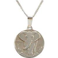 Ojewellery Elephant Engraved Sterling Silver Coin Necklace | Size: 16-18inch