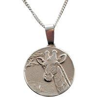 Ojewellery Giraffe Engraved Sterling Silver Coin Necklace | Size: 16-18inch