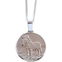 Ojewellery Zebra Engraved Sterling Silver Coin Necklace | Size: 16-18inch