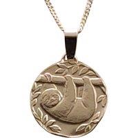 Ojewellery Sloth Engraved Sterling Silver Coin Necklace | Size: 16-18inch