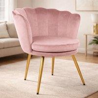 Genesis Flora Velvet Accent Chair Petal Back Plush Upholstered Modern Chair in Pink | Size: 1 Seater