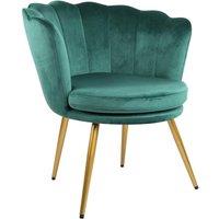Genesis Flora Velvet Accent Chair Petal Back Plush Upholstered Modern Chair in Green | Size: 1 Seater