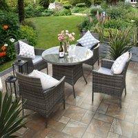 RayGar Valencia 4 Seater Rattan Dining Set Outdoor Weather Proof Polyrattan in Grey | Size: 4 Person