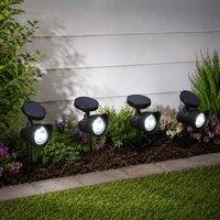 Voltico Set of 4 Solar Garden Spot Lights with Adjustable Heads in Black | Size: 4 Pack