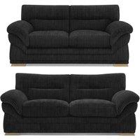 Bliss Furniture Amalfi 3+2 Seater Claude Sofa Modern Plush Fabric in Black | Size: 5 Pack