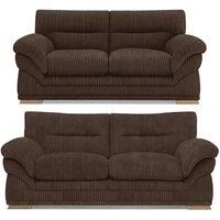 Bliss Furniture Amalfi 3+2 Seater Claude Sofa Modern Plush Fabric in Brown | Size: 5 Pack