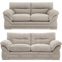 Bliss Furniture Amalfi 3+2 Seater Claude Sofa Modern Plush Fabric in Cream | Size: 5 Pack