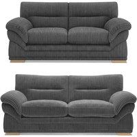 Bliss Furniture Amalfi 3+2 Seater Claude Sofa Modern Plush Fabric in Grey | Size: 5 Pack