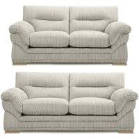 Bliss Furniture Amalfi 3+2 Seater Claude Sofa Modern Plush Fabric in Silver | Size: 5 Pack
