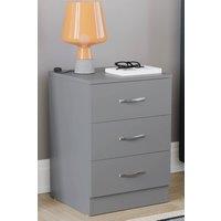 HD Designs Riano 3 Drawer Bedside Cabinet Chest of Drawers in Grey