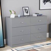 HD Designs Riano 6 Drawer Chest of Drawers Storage in Grey