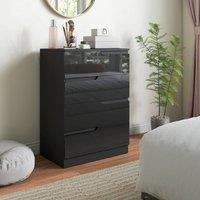 HOMCOM 4 Drawer Chest of Drawers for Bedroom, 60 x 40 x 85cm, Black | Size: 60 x 40 x 85 cm