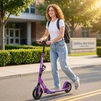 SPORTNOW Foldable Kick Scooter, Adult Scooters with Big Wheels, Purple