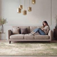 Kukoon Green Beige Distressed Living Room Area Rug Abstract Hallway Runner | Size: 160 cm x 230 cm