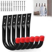 VOGREX 6 Packs Heavy Duty Steel Garage Storage Hooks Wall Mounted in Black