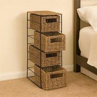 VOGREX 4 Drawer Slim Bathroom Storage Unit Natural Cabinet with Boxes in Brown