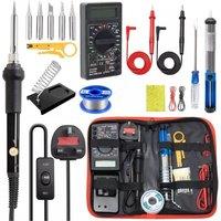 VOGREX 60W Soldering Iron Kit Electronics Welding Tools with Multimeter in Black