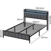 Nordara 5FT King LED Upholstered Ottoman Bed Frame with Storage in Black | Size: EU King
