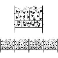 Nordara C 5 x Decorative Garden Fence Panels Border Edging Animal Barrier in Black