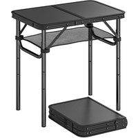 Nordara 2ft Folding Camping Table, Picnic Table with Storage Layer, Black