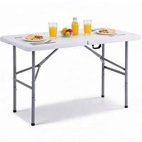 Nordara 4FT Heavy Duty Folding Table Portable Plastic Camping Garden Party in White