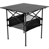 Nordara 70cm Portable Aluminium Roll-Top Camping Dining Table with Steel Frame in Black