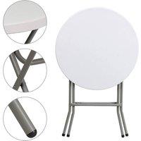 Nordara Folding Round Table Portable Trestle Camping Picnic Party BBQ Market in White