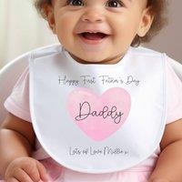 Aye Do Gifts Women's Personalised Pink 1st Fathers Day Baby Outfit: Bib in White
