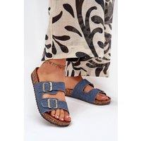 Love Lace Women's Cork Platform Sandals With Contoured Insole Adjustable Buckles in Blue | Size: 5.5