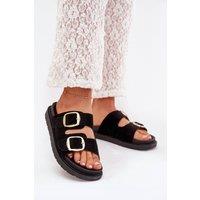 Love Lace Women's Platform Suede Sandals with Adjustable Buckle Straps Comfort in Black | Size: 5.5
