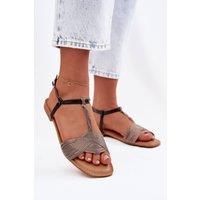 Love Lace Women's Comfort Flat Sandals with Buckle Adjustable Strap for Summer in Black | Size: 4.5