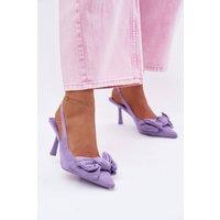 Love Lace Women's Bow Front Stiletto Heel Sandals with Pointed Toe Evening in Violet | Size: 5.5
