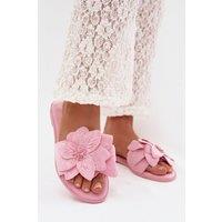 Love Lace Women's Suede Flat Sandals with Floral Strap Soft Insole Comfort in Pink | Size: 5.5