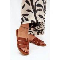 Love Lace Women's Everyday Faux Flat Heel Flip Flop Slip On Sandals in Brown | Size: 8.5