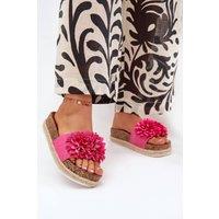 Love Lace Women's Cork Platform Fabric Flower Sandals with Braided Strap Comfort in Pink | Size: 5.5