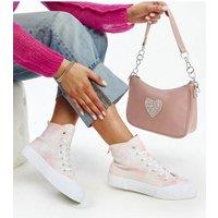 Love Lace Women's Raissa High Top Textile Sneakers with White Rubber Sole in Pink | Size: 5.5