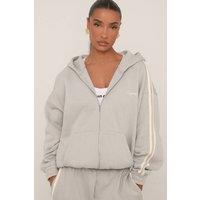 EGO Women's Long Sleeve Contrast Striped Hoodie in Light Grey | Size: 16