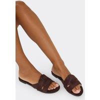 EGO Women's Faux Suede Sandals in Dark Brown | Size: 5