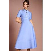 Coast Women's Bandage Knit Short Sleeve Shirt Midi Dress in Blue | Size: 10