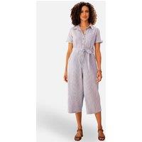 Yumi Women's Cotton Denim Jumpsuit in Cool White | Size: 14