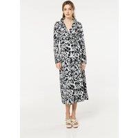 Liquorish Women's Black Leopard Wrap Midi Dress | Size: Medium