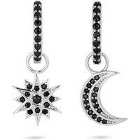 Gold Trip Women's Celestial Black Moon & Star Huggies in Silver