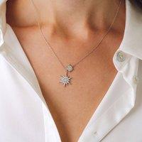 Gold Trip Women's Celestial Double Star Necklace in Silver