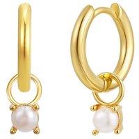 Gold Trip Women's June Huggie Hoop Birthstone Charm Earrings in Gold