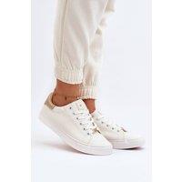 Love Lace Women's Classic Lace Up Sneakers Rubber Sole Rounded Toe in White | Size: 5.5