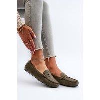 Love Lace Women's Classic Suede Moccasins with Front Strap for Everyday Wear in Green | Size: 4.5